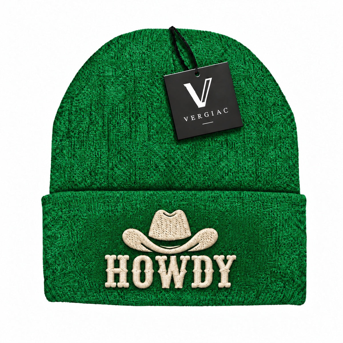 A HOWDY Embroidered Acrylic Knitted Hat Unisex High Elasticity High Gram Weight Warm and Comfortable