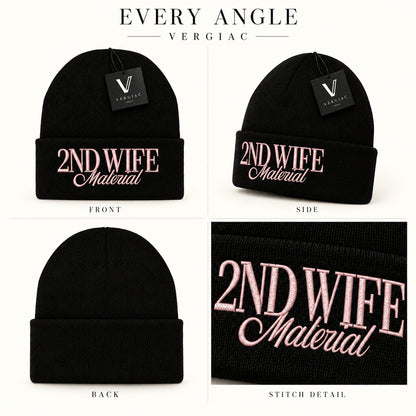 A 2ND WIFE Embroidered Acrylic Knitted Hat Unisex High Elasticity High Gram Weight Warm and Comfortable