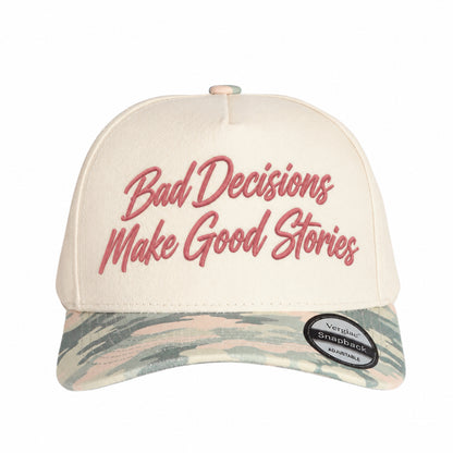 Bad Decisions Make Good Stories 5-Panel Trucker Hat