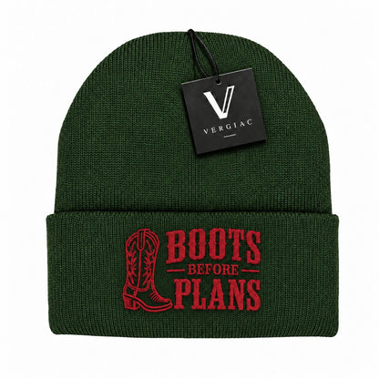 Boots Before Plans Embroidered Knit Beanie
