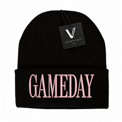A GAMEDAY Embroidered Acrylic Knitted Hat Unisex High Elasticity High Gram Weight Warm and Comfortable