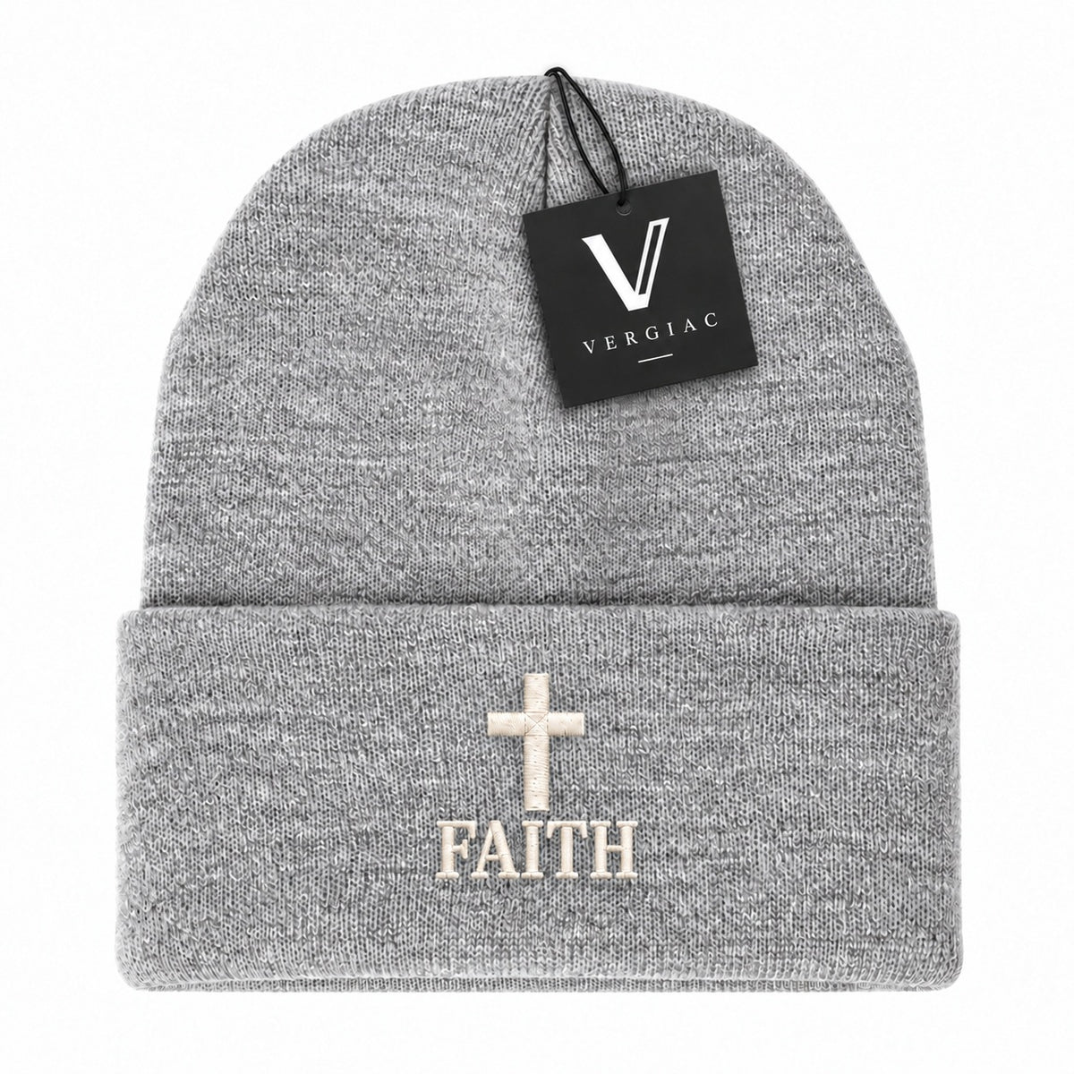 A FAITH Embroidered Acrylic Knitted Hat Unisex High Elasticity High Gram Weight Warm and Comfortable