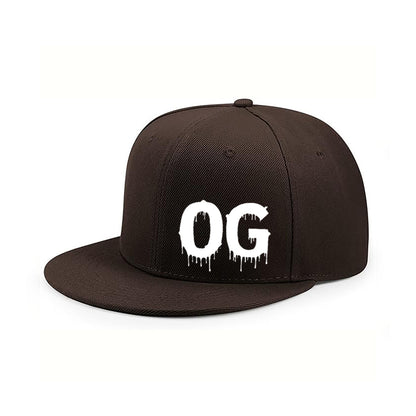 Vintage Og Dripping Print Flat Brim Snapback Hat