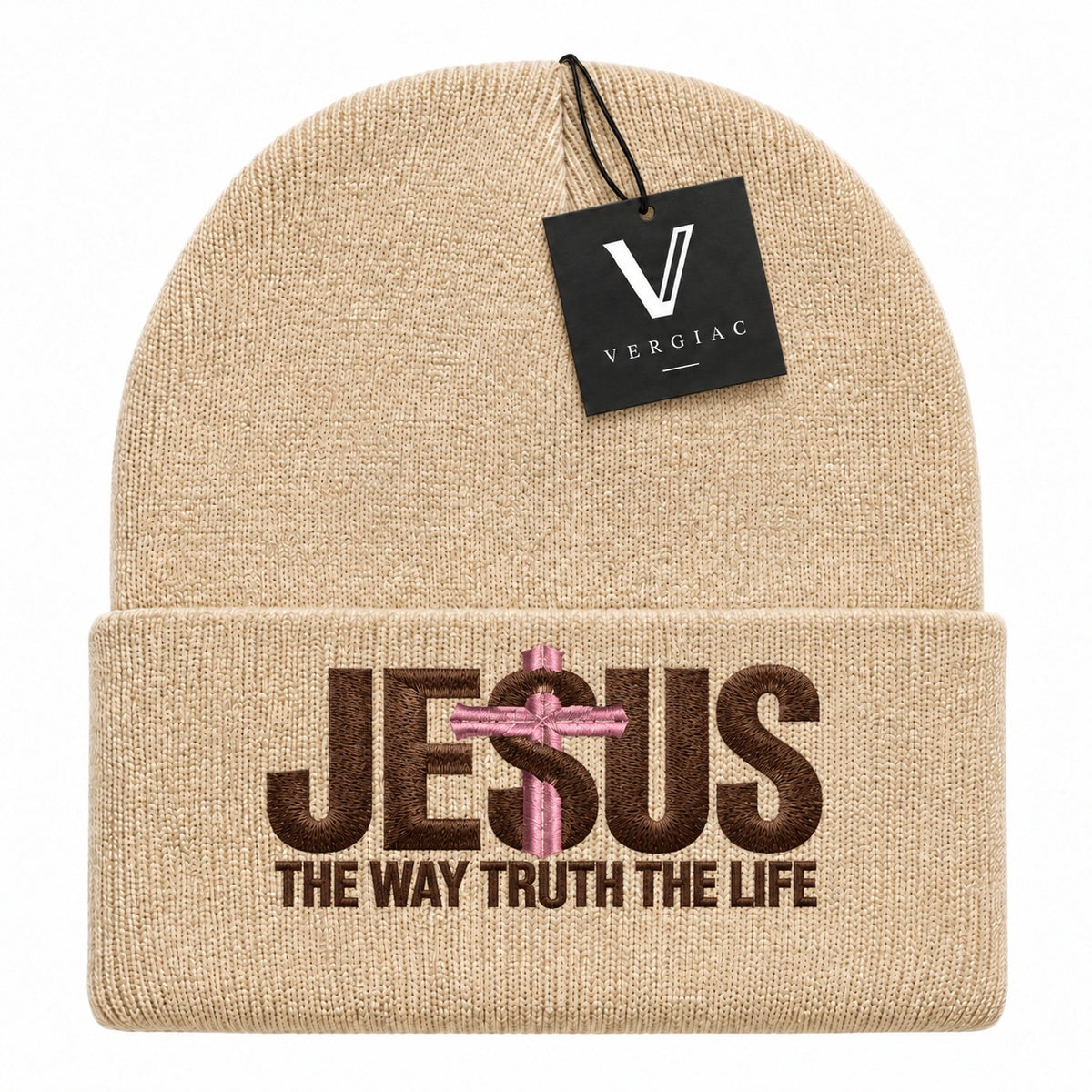 A JESUS Embroidered Acrylic Knitted Hat Unisex High Elasticity High Gram Weight Warm and Comfortable