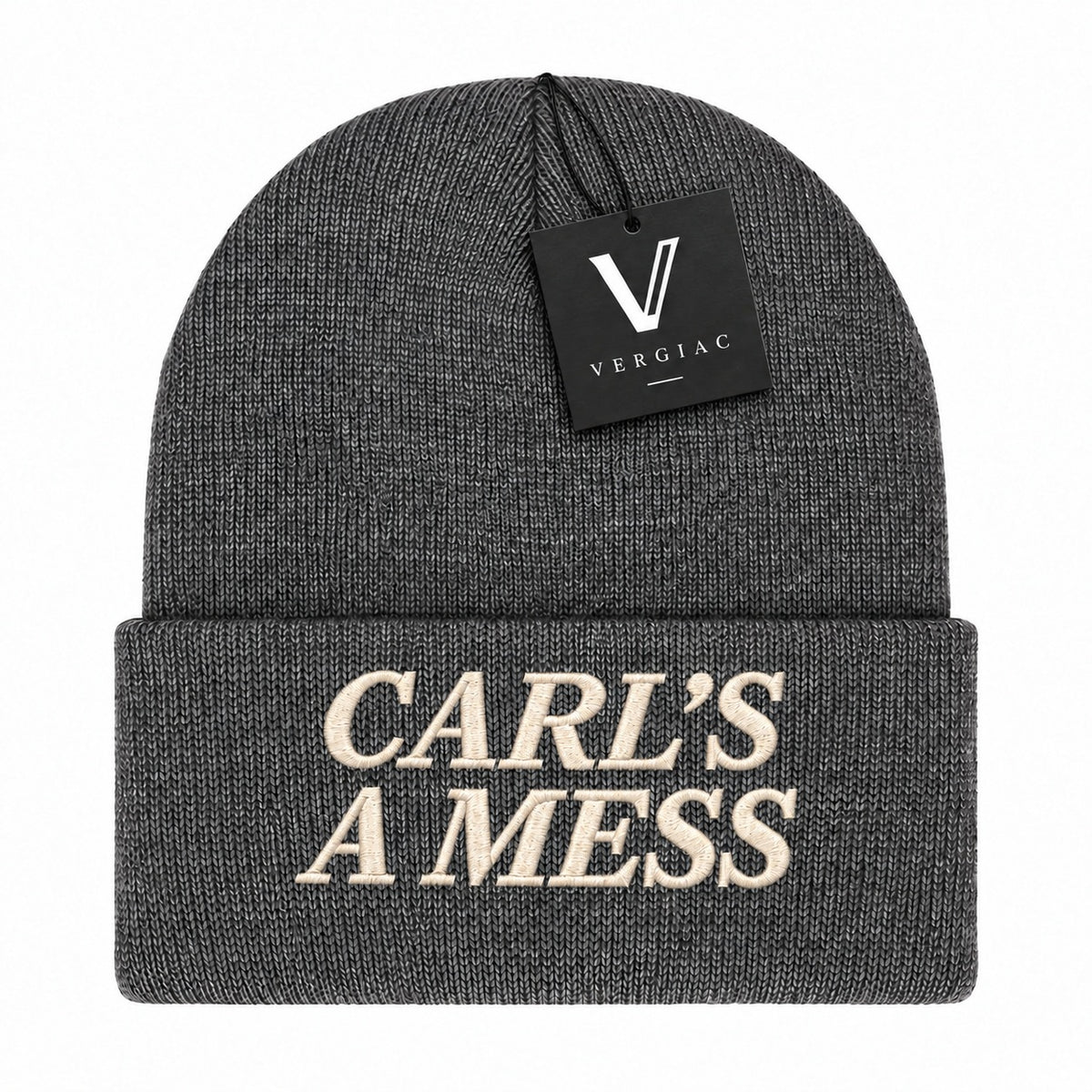 A CARL'S A MESS Embroidered Acrylic Knitted Hat Unisex High Elasticity High Gram Weight Warm and Comfortable
