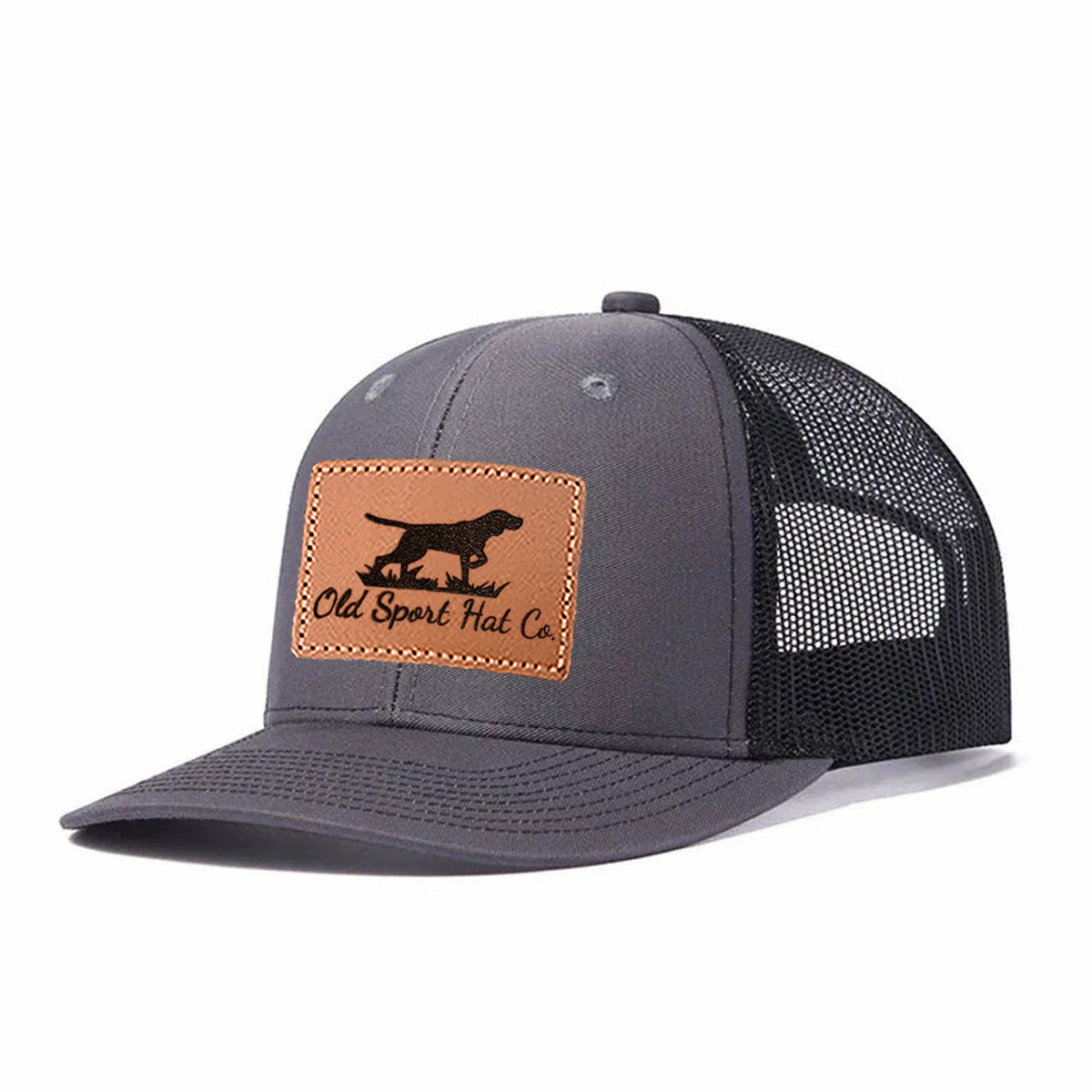 Gun Dog Old Sport Hat Co.letter Leather Patch Trucker Hat
