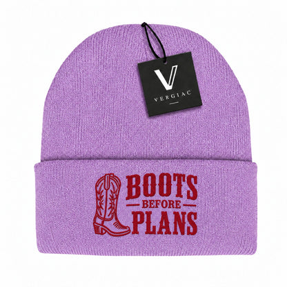 Boots Before Plans Embroidered Knit Beanie