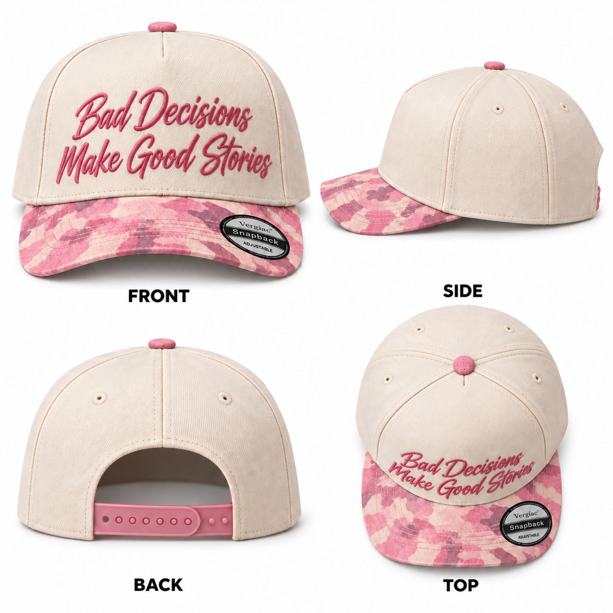 Bad Decisions Make Good Stories 5-Panel Trucker Hat