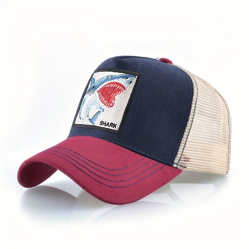Shark Embroidered Unisex Trucker Baseball Cap