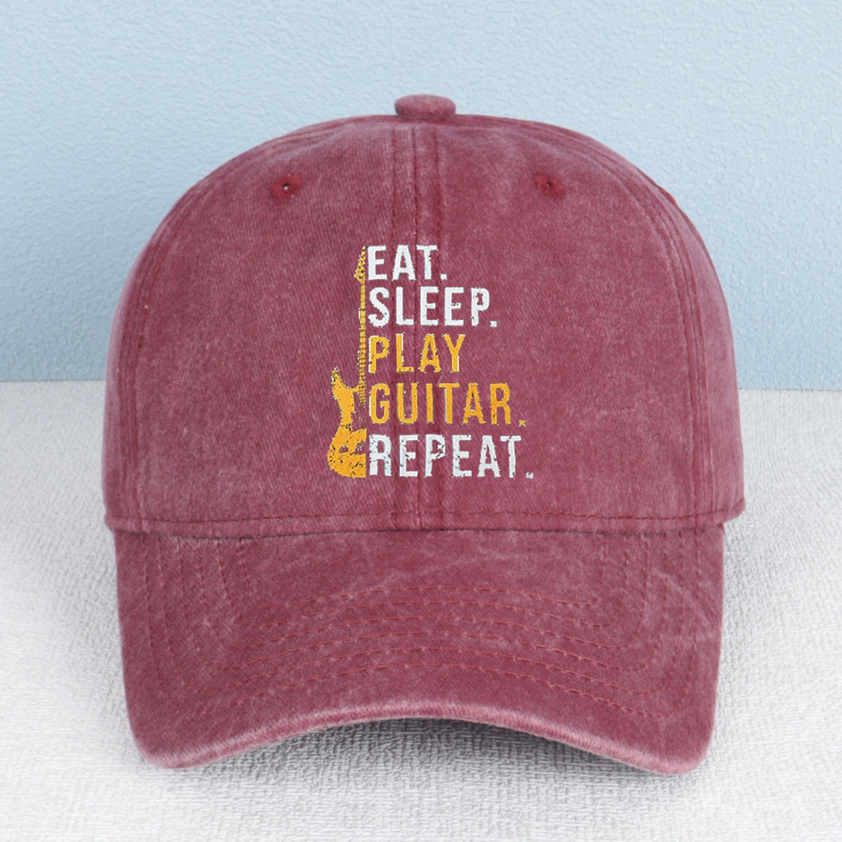 Eat. Sleep. Play Guitar. Repeat. Washed Baseball Cap