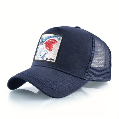 Shark Embroidered Unisex Trucker Baseball Cap