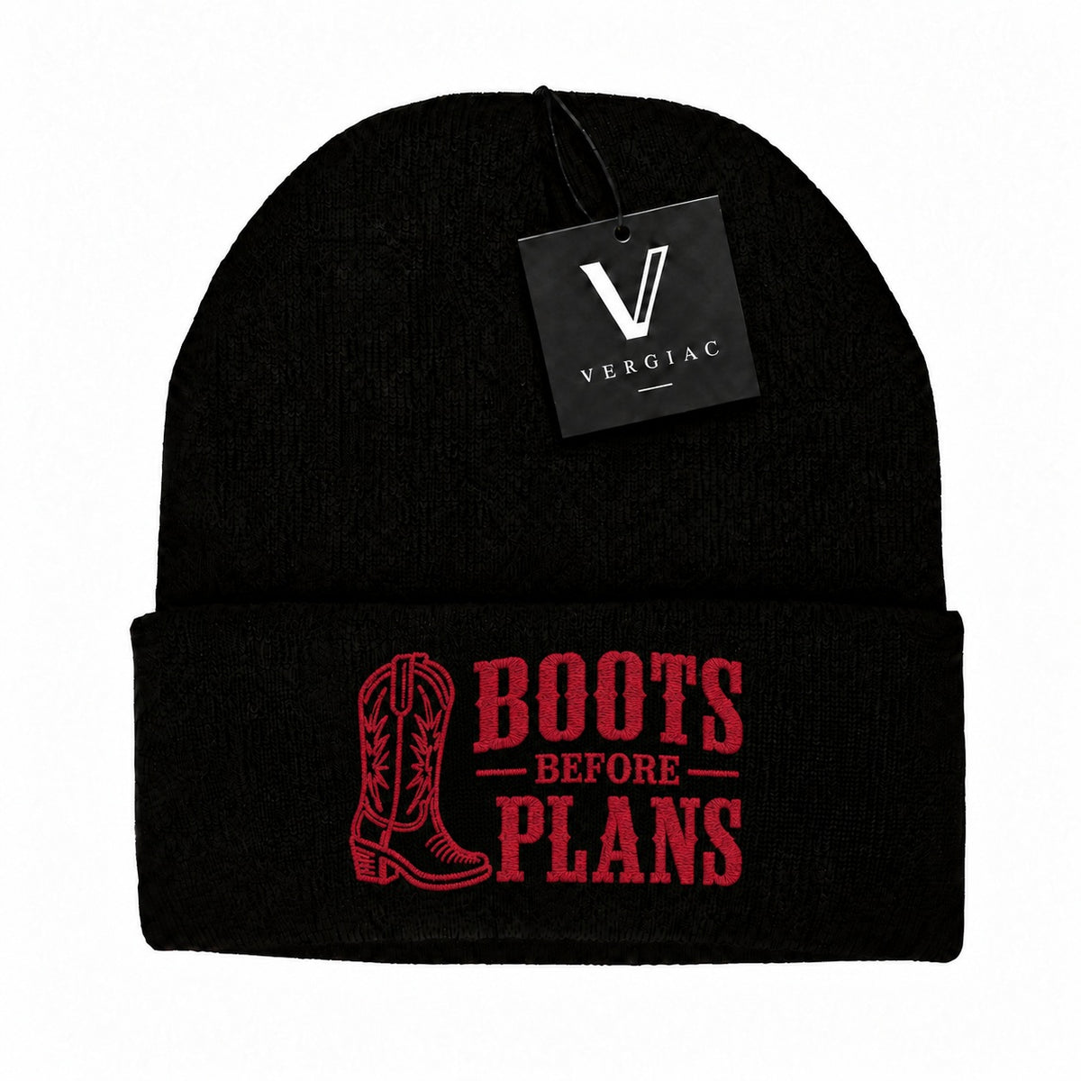 Boots Before Plans Embroidered Knit Beanie