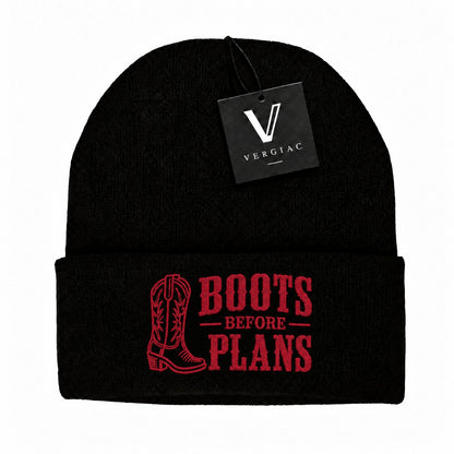 Boots Before Plans Embroidered Knit Beanie