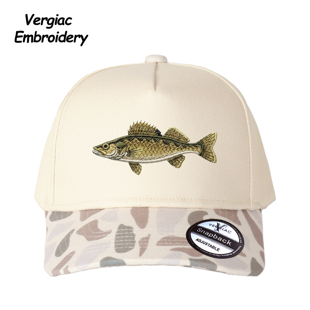 Walleye Embroidered Color Block Trucker Hat, Adjustable Unisex Cap for Travel and Everyday Wear