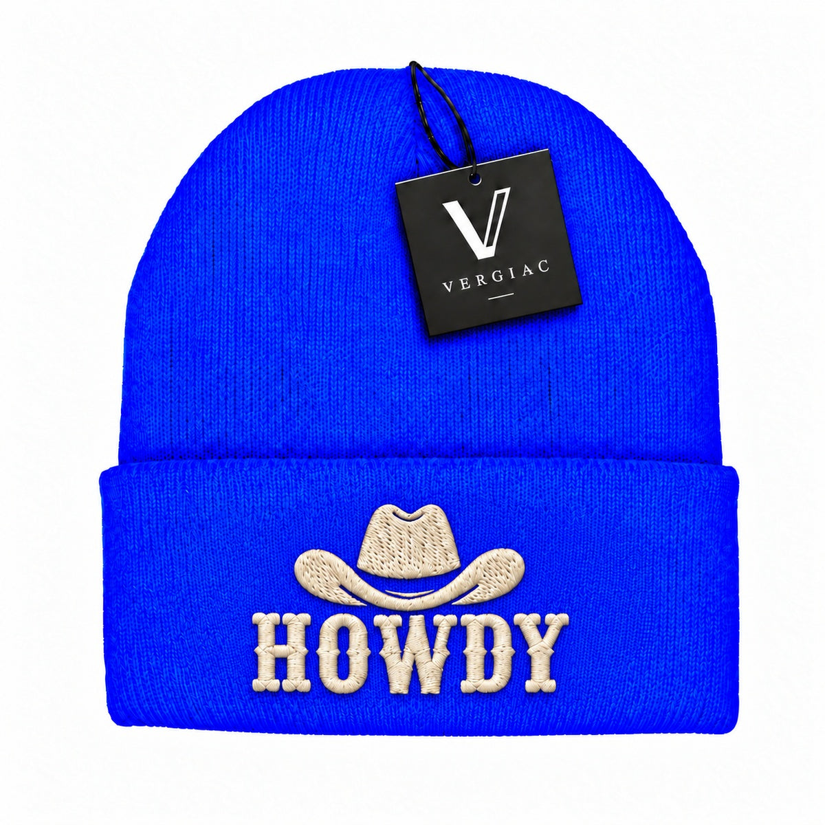 A HOWDY Embroidered Acrylic Knitted Hat Unisex High Elasticity High Gram Weight Warm and Comfortable