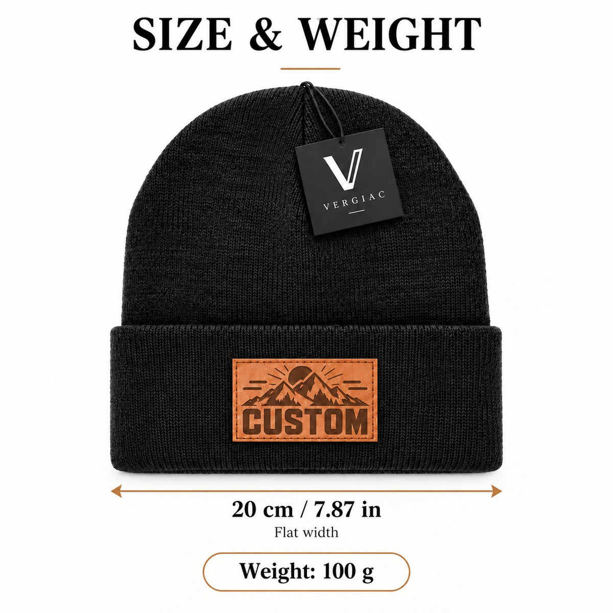 Custom Leather Patch Knit Beanies (8-Pack)