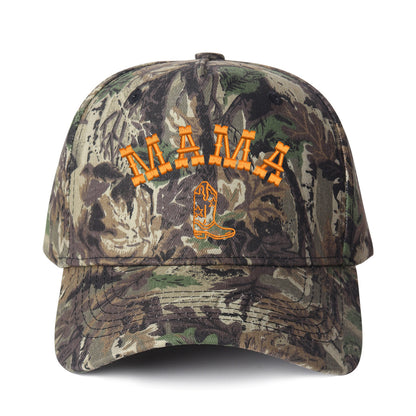 Mama And Boot Pattern Embroidered Trucker Hat