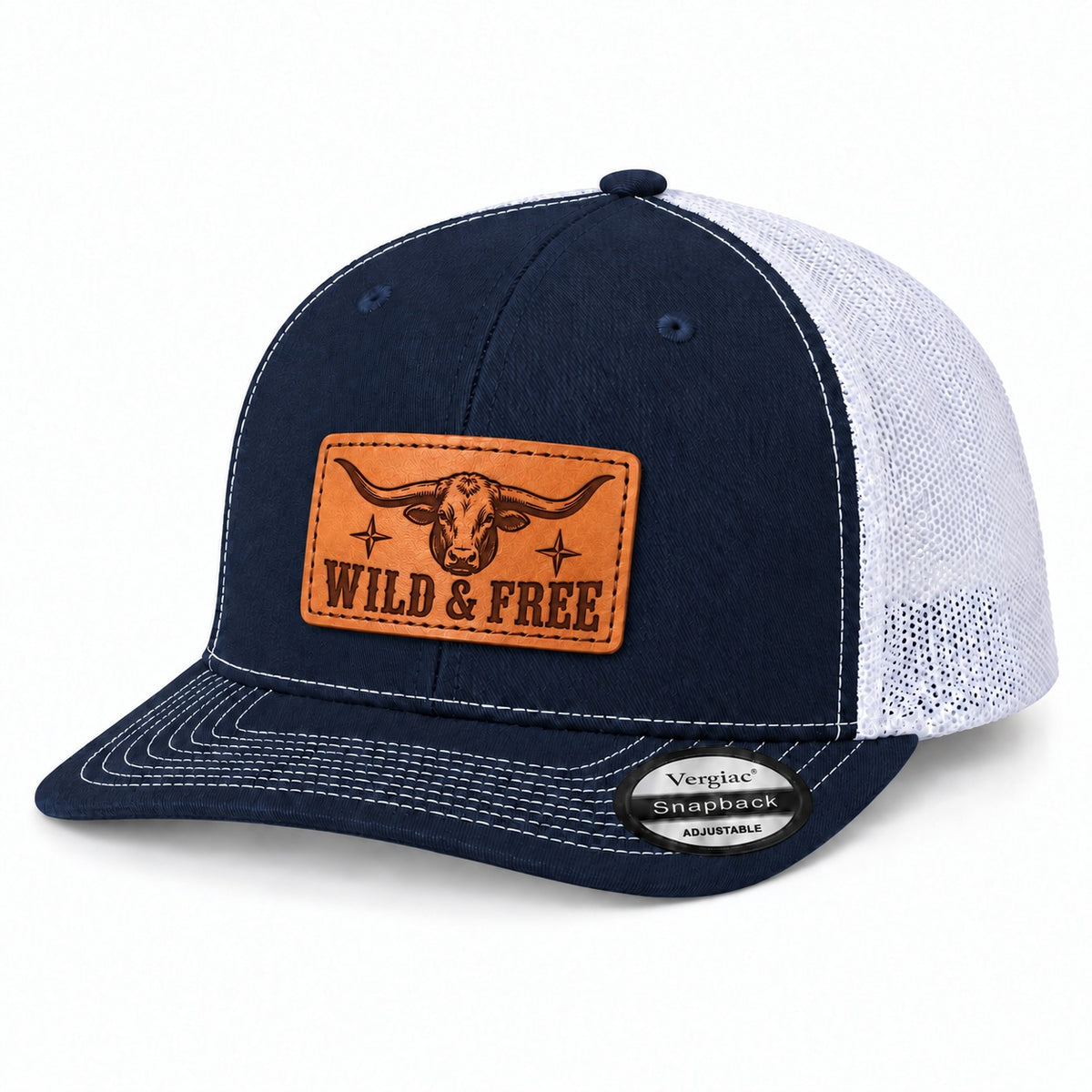 Wild and Free Leather Patch Trucker Hat