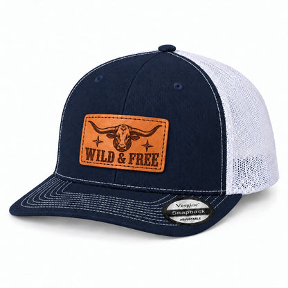 Wild and Free Leather Patch Trucker Hat