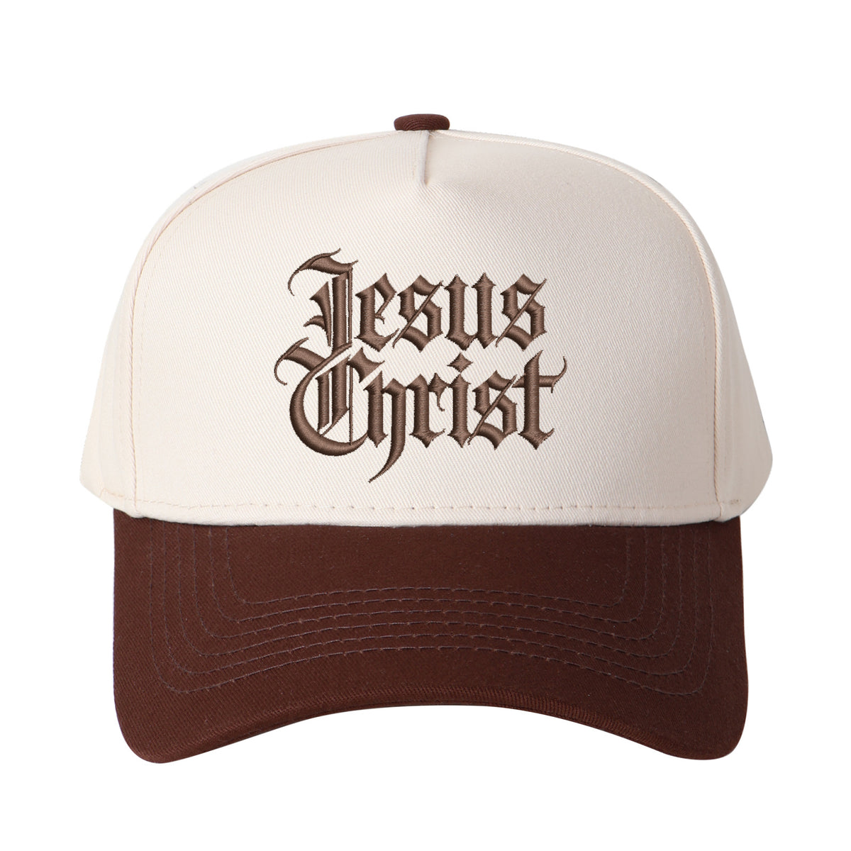Gothic-style "Jesus Christ" Lettering Embroidered Trucker Hat