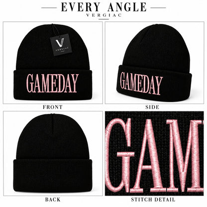 A GAMEDAY Embroidered Acrylic Knitted Hat Unisex High Elasticity High Gram Weight Warm and Comfortable