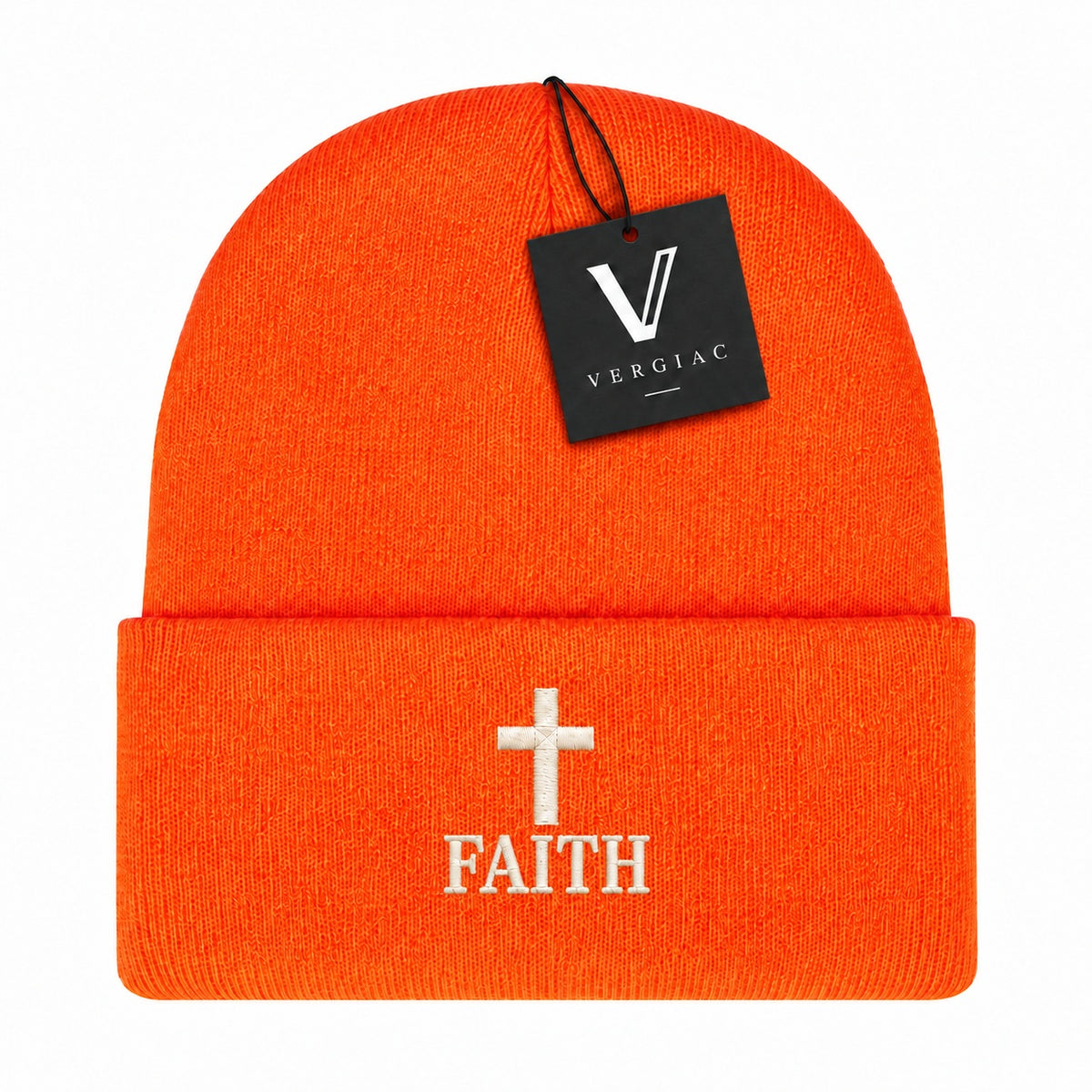 A FAITH Embroidered Acrylic Knitted Hat Unisex High Elasticity High Gram Weight Warm and Comfortable