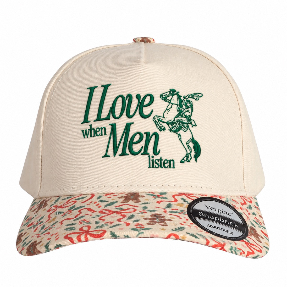 5-Panel Embroidered Cotton Trucker Hat with Printed Brim and Structured Front, Adjustable Unisex Baseball Cap, 1 Piece