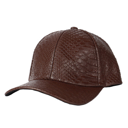 Faux Snakeskin Leather Baseball Cap