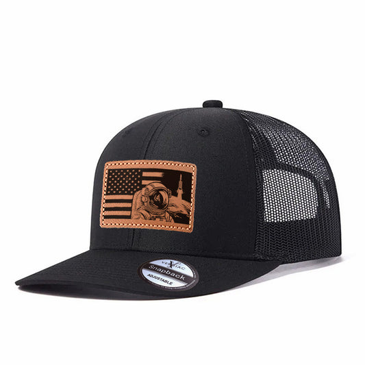 American Astronaut and Space Graphic Baseball Cap, Men's Breathable Adjustable Mesh Trucker Hat for Outdoor and Travel Wear