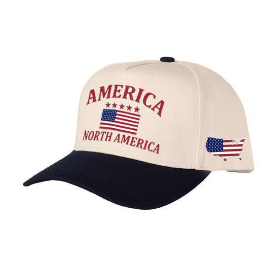USA Flag Map Embroidered Baseball Cap