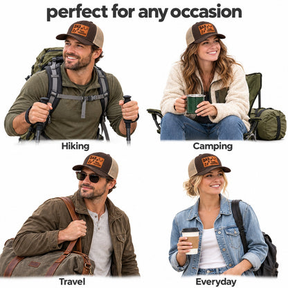 Dad Trail Tracker Antler And Hoofprint Graphic Leather Patch Trucker Hat