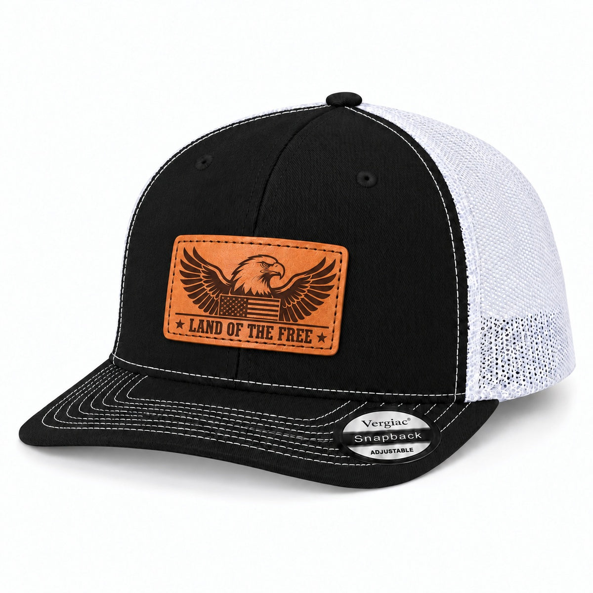 Land of the Free Leather Patch Trucker Hat