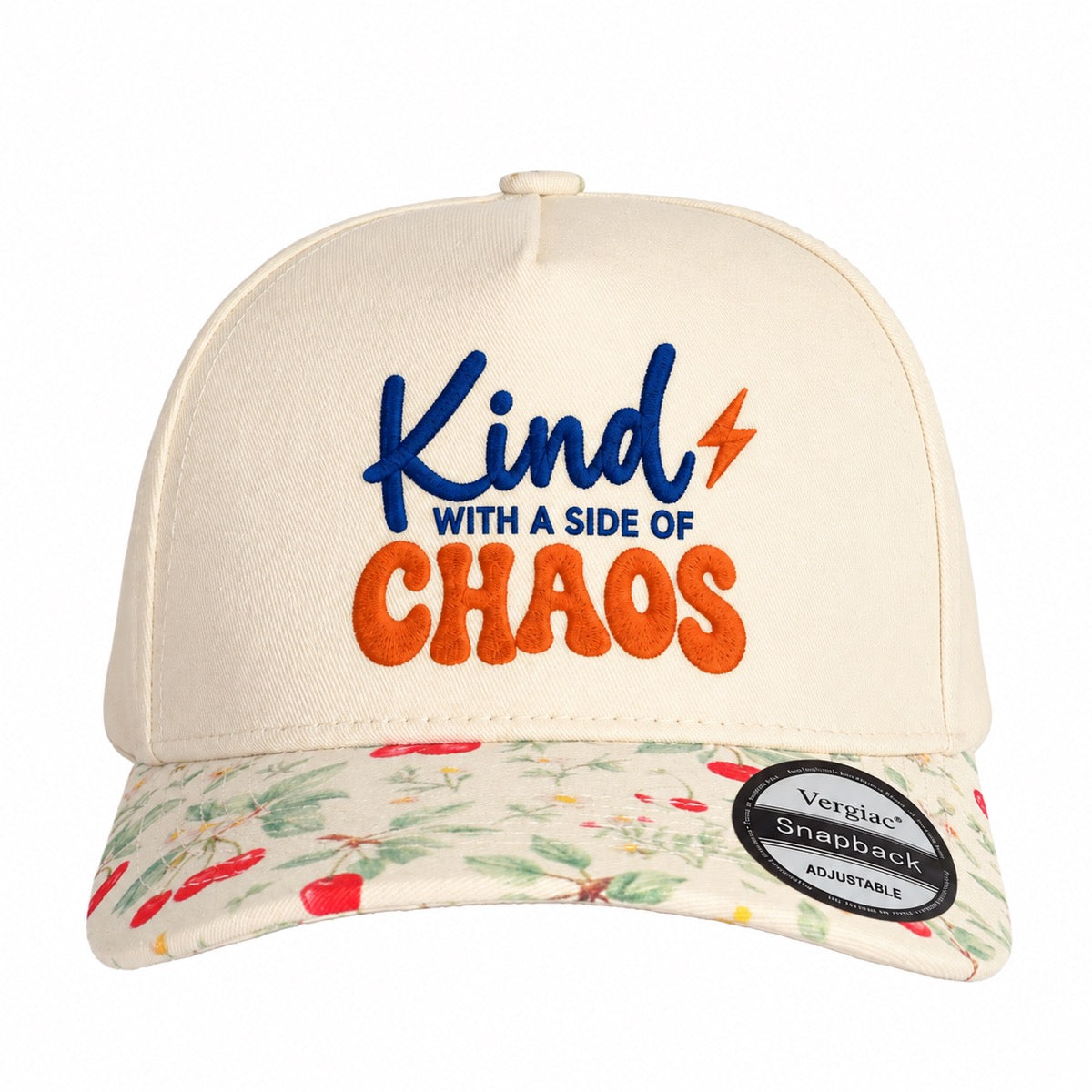 5-Panel Embroidered Cotton Trucker Hat with Printed Brim and Structured Front, Adjustable Unisex Baseball Cap, 1 Piece