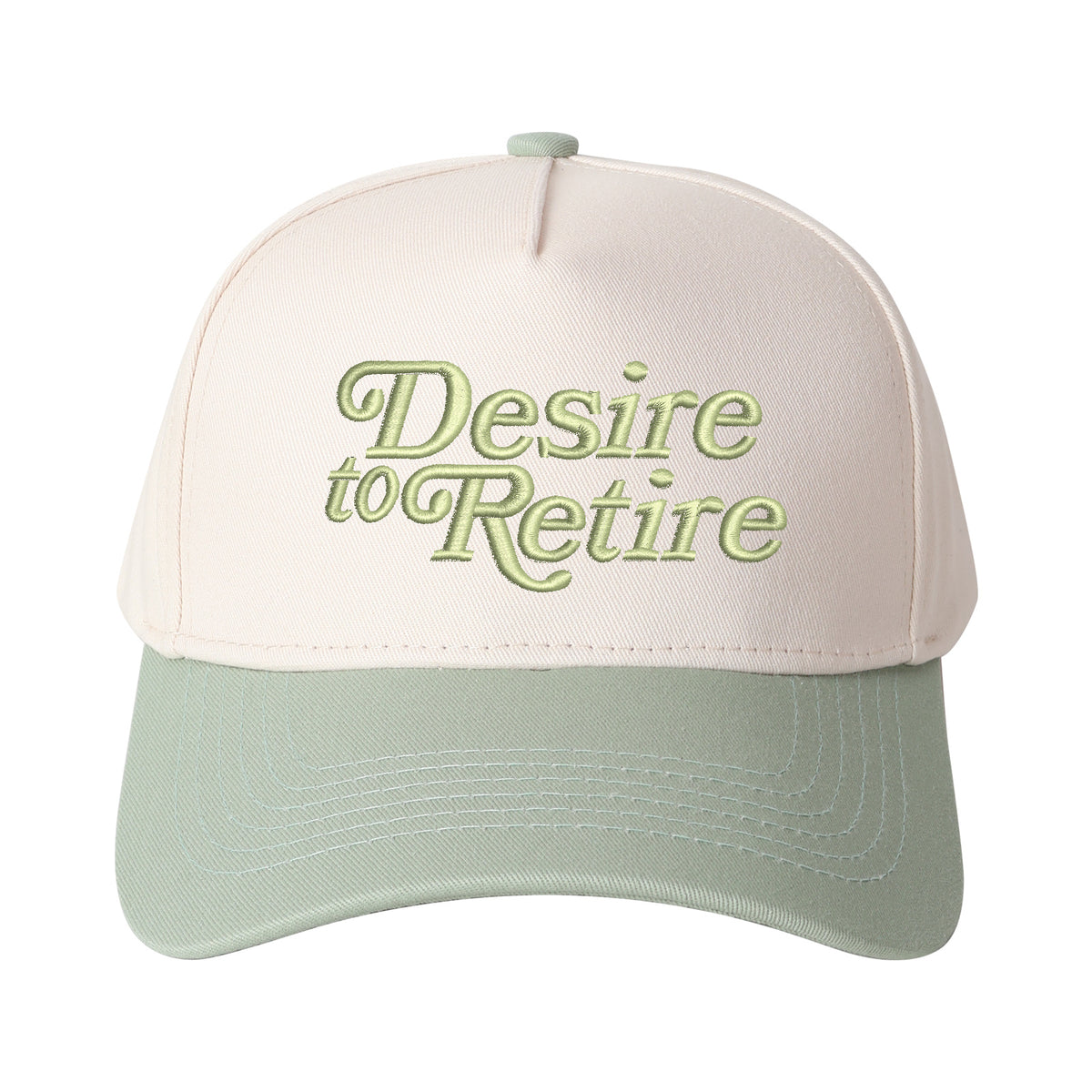 "Desire to Retire" Letter Embroidered Patchwork Trucker Hat | Adjustable Unisex Snapback, Dream Life Travel Essential Cap