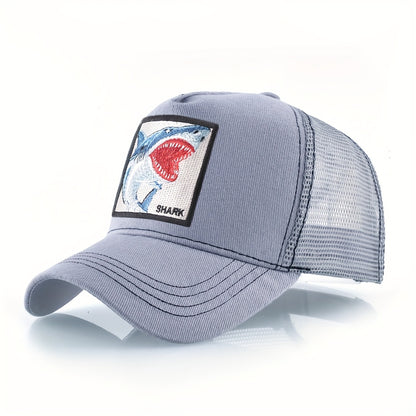 Shark Embroidered Unisex Trucker Baseball Cap