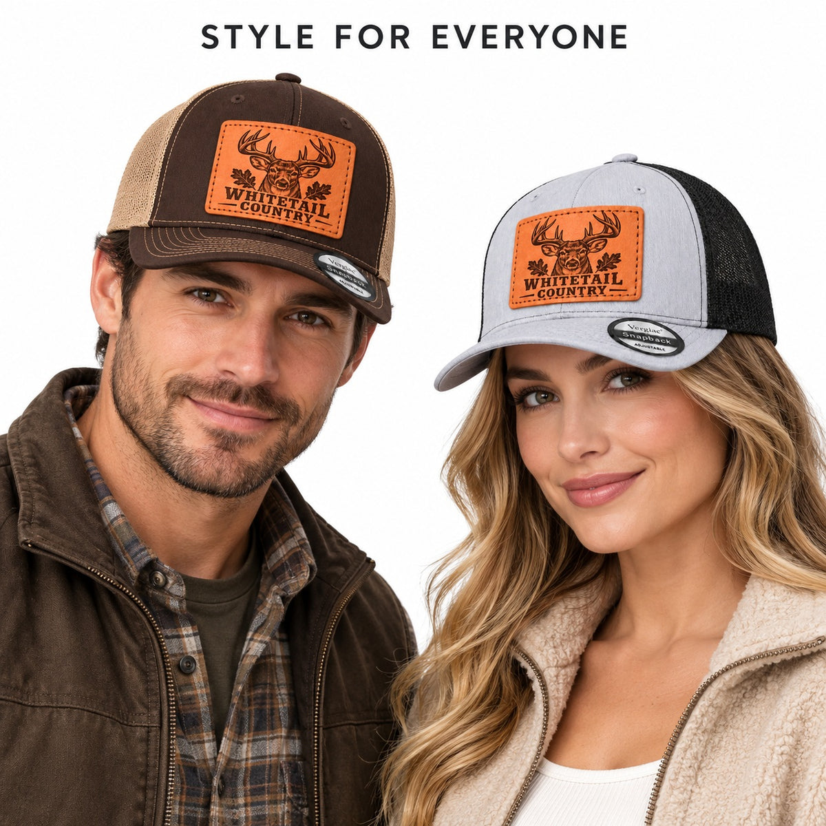 Whitetail Country Leather Patch Trucker Hat