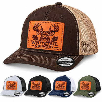 Whitetail Country Leather Patch Trucker Hat