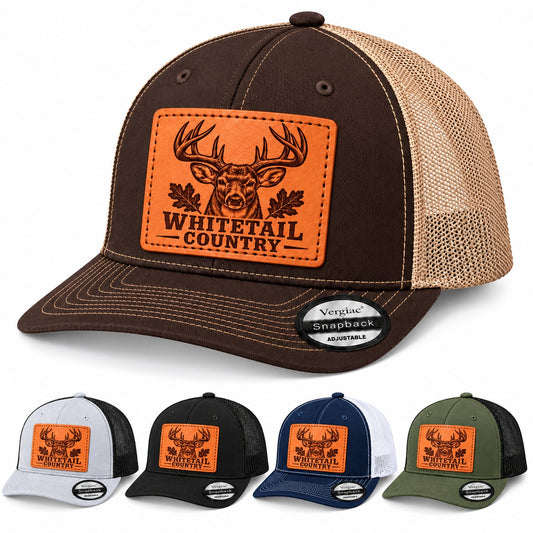 Whitetail Country Leather Patch Trucker Hat