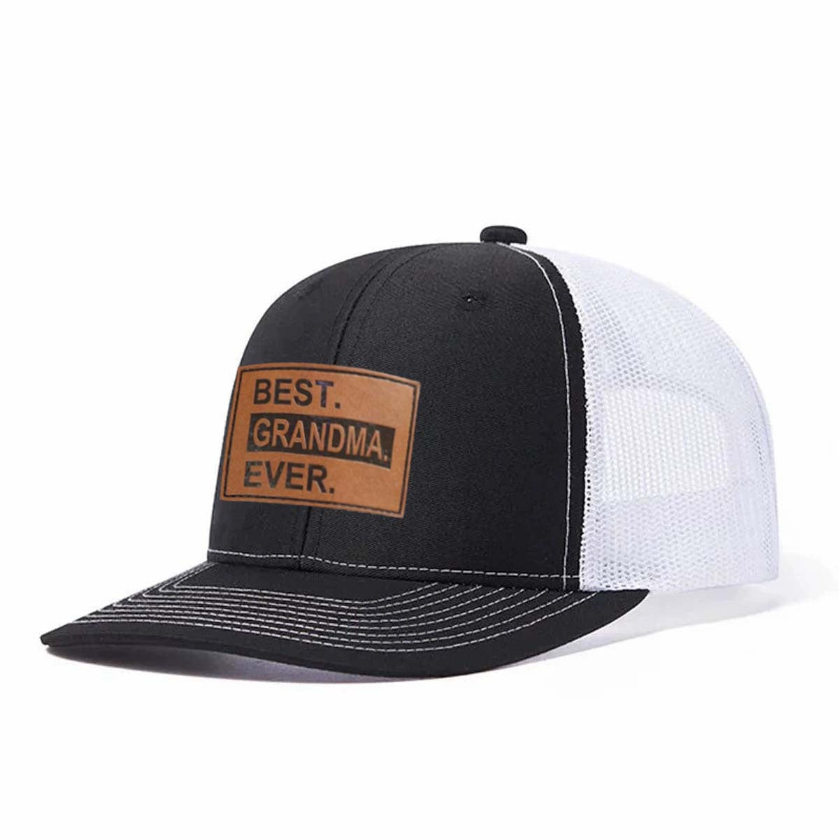 Best.grandma.ever. Leather Patch Trucker Hat