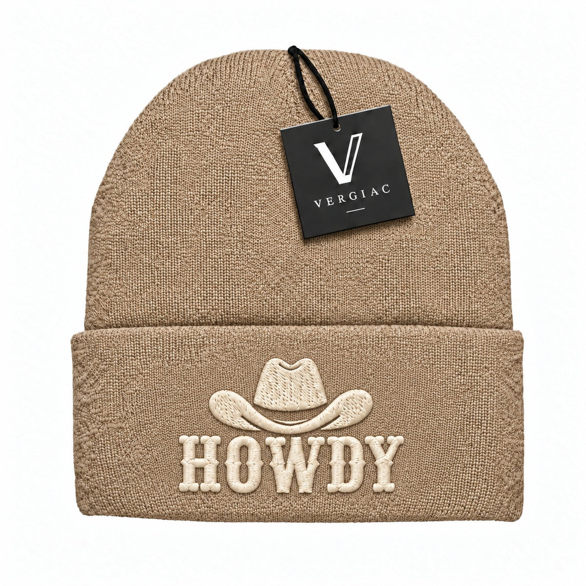 A HOWDY Embroidered Acrylic Knitted Hat Unisex High Elasticity High Gram Weight Warm and Comfortable