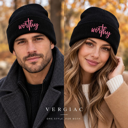 Worthy Embroidered Knit Beanie