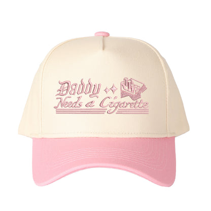 Daddy Needs A Cigarette Embroidered Trucker Hat