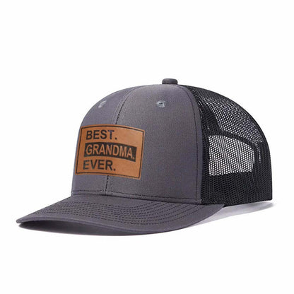 Best.grandma.ever. Leather Patch Trucker Hat