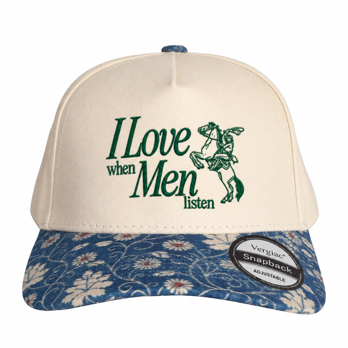 5-Panel Embroidered Cotton Trucker Hat with Printed Brim and Structured Front, Adjustable Unisex Baseball Cap, 1 Piece