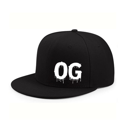 Vintage Og Dripping Print Flat Brim Snapback Hat