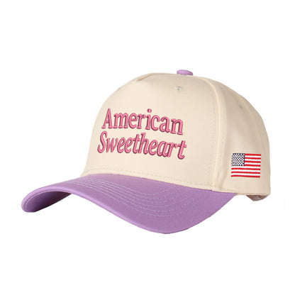 American Sweetheart Embroidered Patchwork Trucker Cap | Adjustable Unisex Snapback, Retro Americana Essential