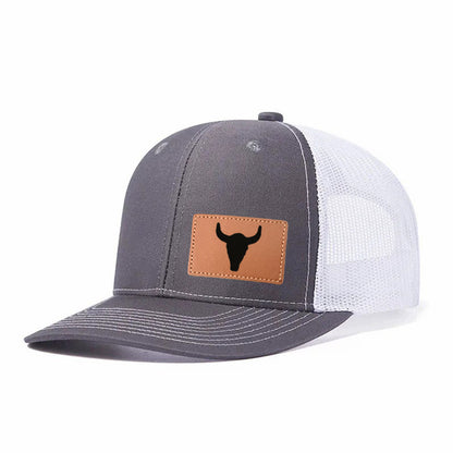Black Horn Leather Patch Trucker Hat