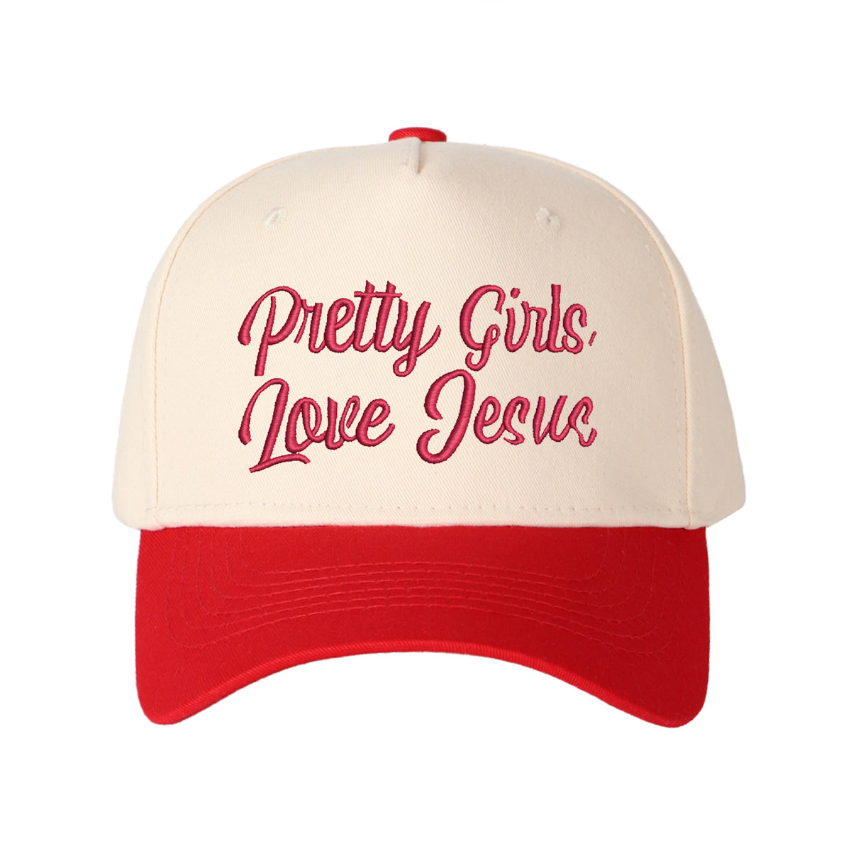 Pretty Girls Love Jesus Embroidered Trucker Hat