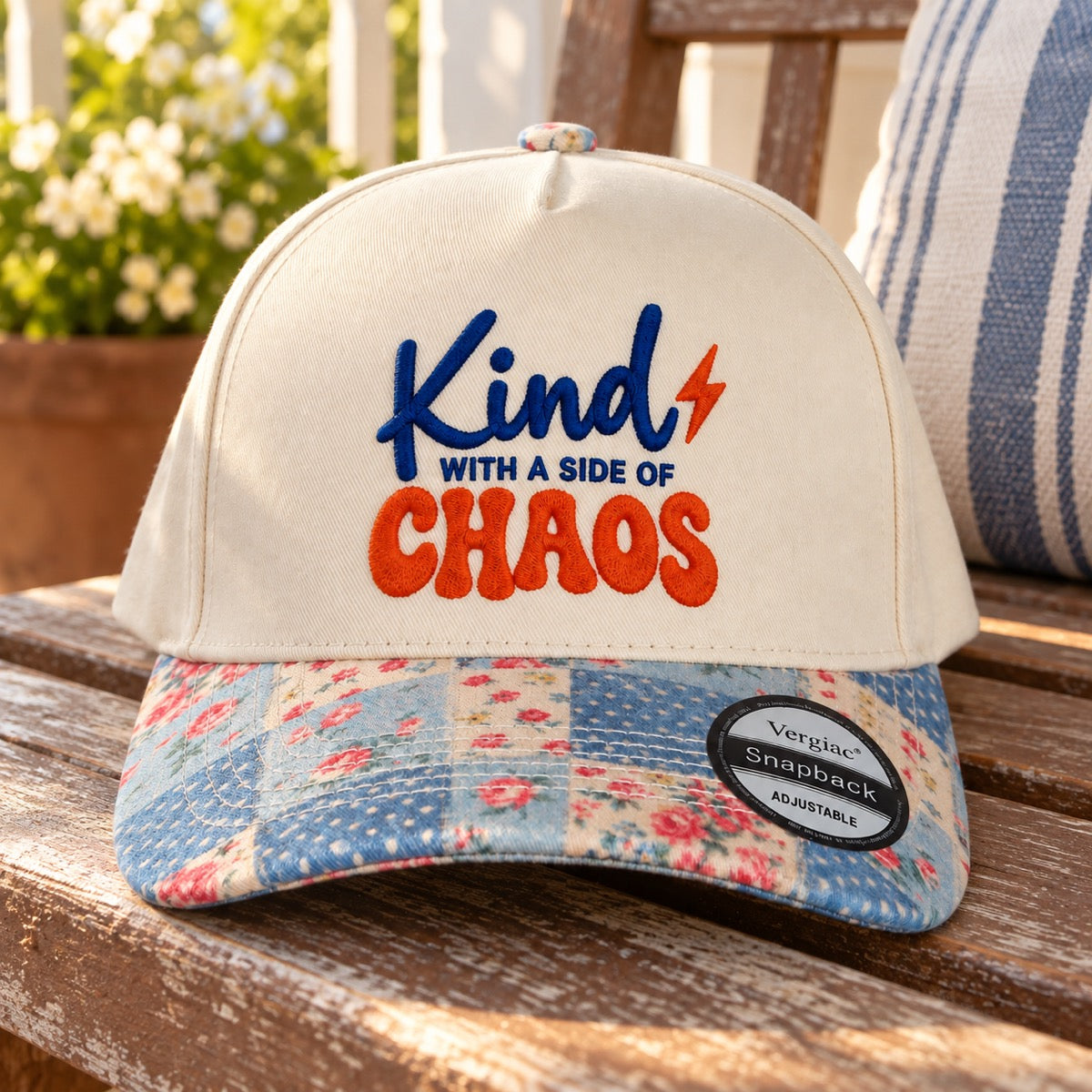 5-Panel Embroidered Cotton Trucker Hat with Printed Brim and Structured Front, Adjustable Unisex Baseball Cap, 1 Piece