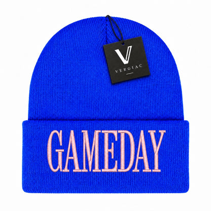 A GAMEDAY Embroidered Acrylic Knitted Hat Unisex High Elasticity High Gram Weight Warm and Comfortable
